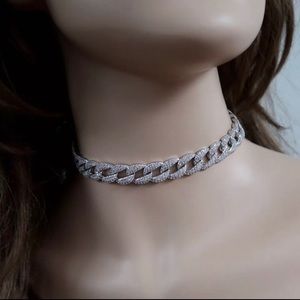 Cubic Zirconia chain choker necklace